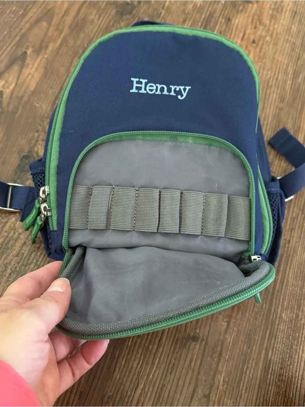 Pottery Barn Toddler Backpack Navy w/ Alligator “Henry”